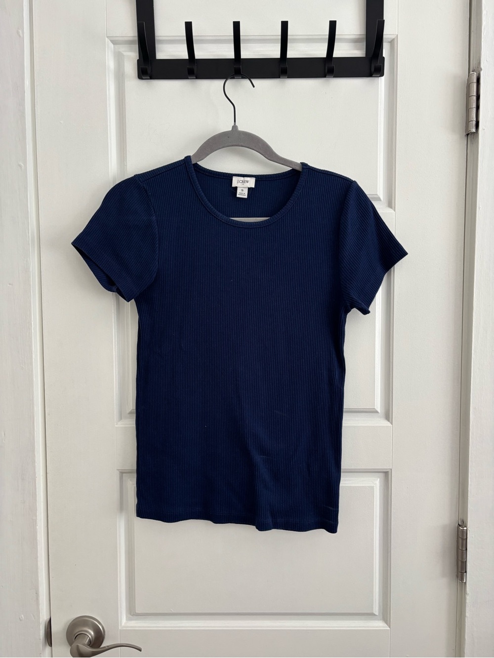 J. Crew Navy Ribbed Short-Sleeve Tee